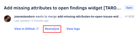 Reanalyzing a pull request