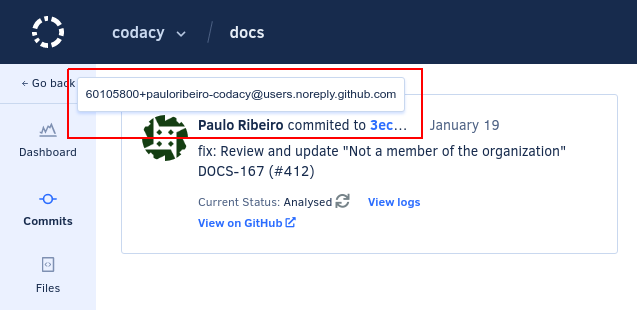 Checking the email address for a commit