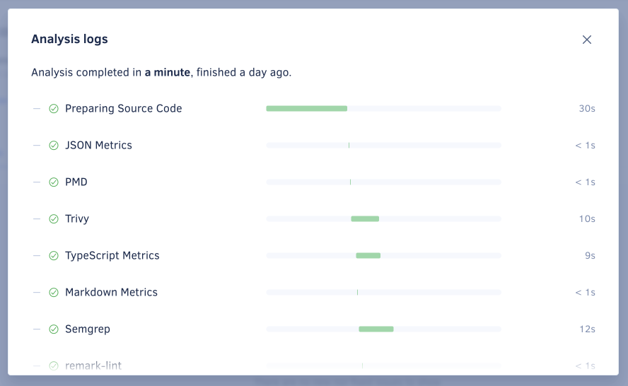 View logs modal